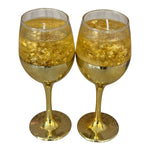 Load image into Gallery viewer, Gold Flake Wine Glass Candle Set