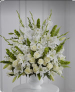 Load image into Gallery viewer, Grand White Pedestal Urn Arrangement