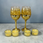Load image into Gallery viewer, Gold Flake Wine Glass Candle Gift Set