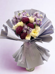 Violet Harmony: Mixed Purple & Cream Bouquet