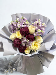 Violet Harmony: Mixed Purple & Cream Bouquet