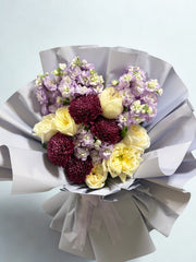 Violet Harmony: Mixed Purple & Cream Bouquet