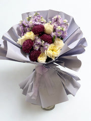 Violet Harmony: Mixed Purple & Cream Bouquet