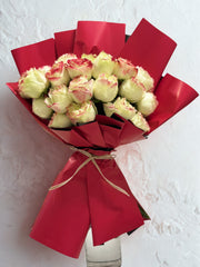 Blushing Elegance: Premium Bicolor Rose Bouquet