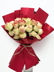 Blushing Elegance: Premium Bicolor Rose Bouquet