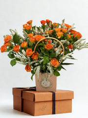 Sun-Kissed Radiance: Orange Spray Rose & White Veronica Bag