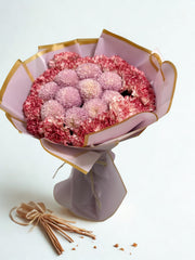 Lavender Pom-Pom & Crimson Edge Bouquet