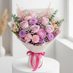 Load image into Gallery viewer, Pink Roses Purple Chrysanthemums Bouquet