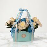 Load image into Gallery viewer, Blue Serenity Flower Bag with White Roses