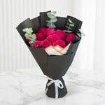 Load image into Gallery viewer, Pink Roses Black Wrap Gift Bouquet