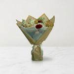 Load image into Gallery viewer, Golden Elegance Red & White Flower Bouquet