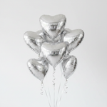 Load image into Gallery viewer, Silver Heart Foil Balloon Bouquet