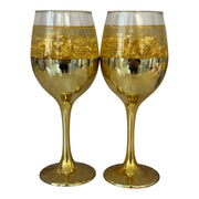 Gold Flake Wine Glass Candle Set