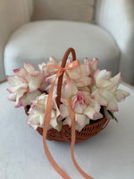Load image into Gallery viewer, Blush Tipped Rose Wicker Basket