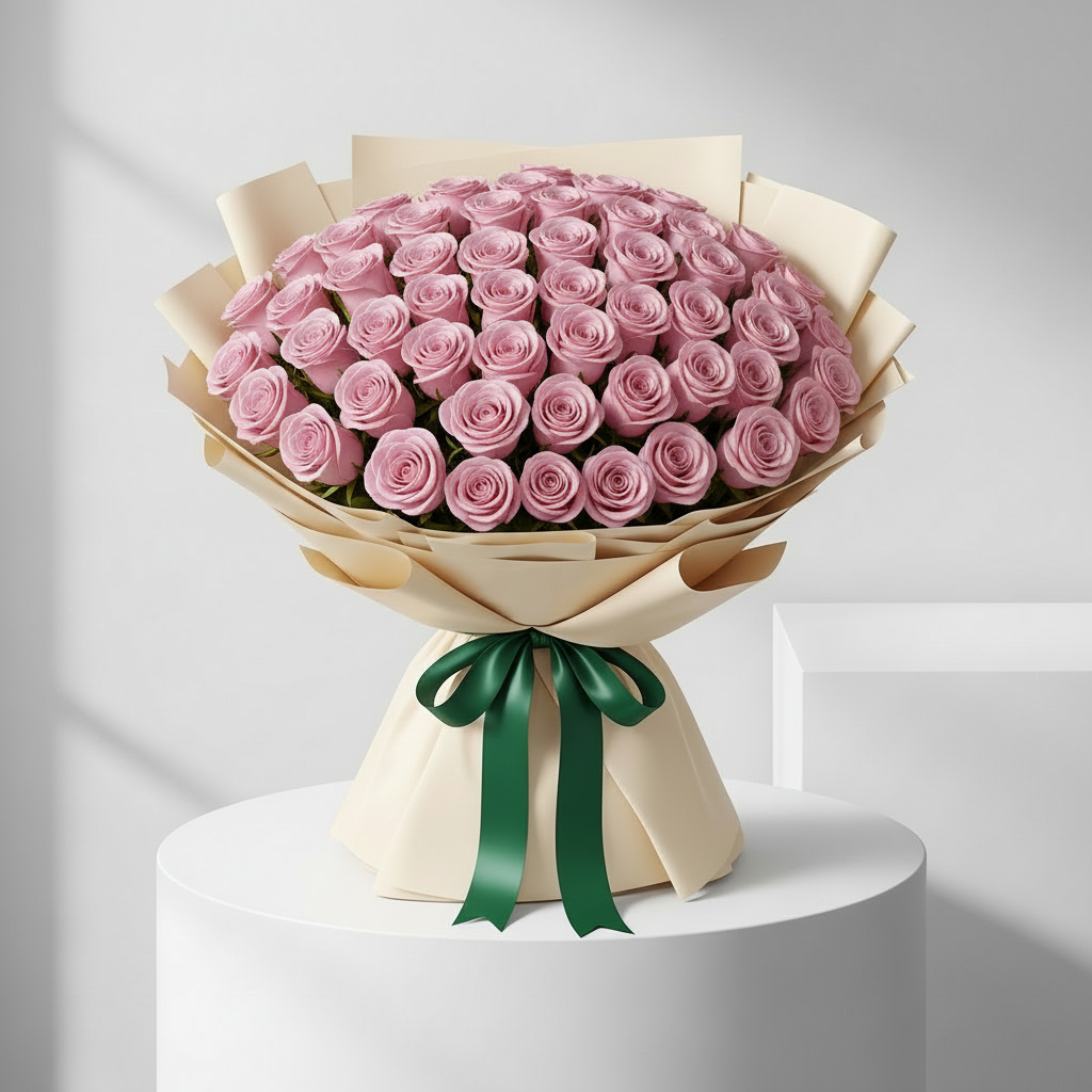 250 Pink Roses arranged