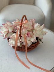 Blush Tipped Rose Wicker Basket