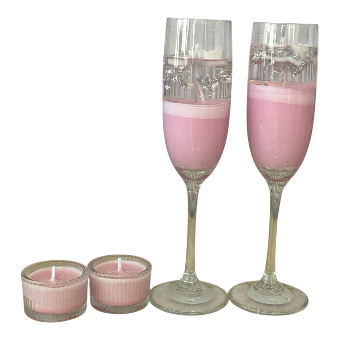 Pink Champagne Flute Candle Set