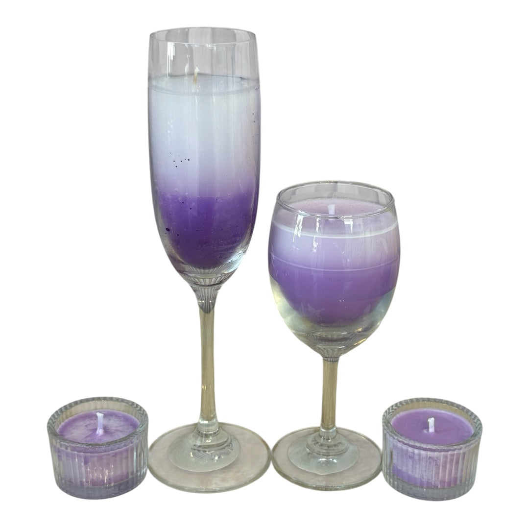 Purple Ombré Glass Candle Gift Set