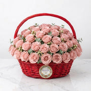 Blush Romance Basket of 50 Pink Roses