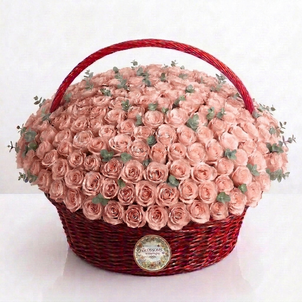 Blush Royale Basket of 500 Pink Roses