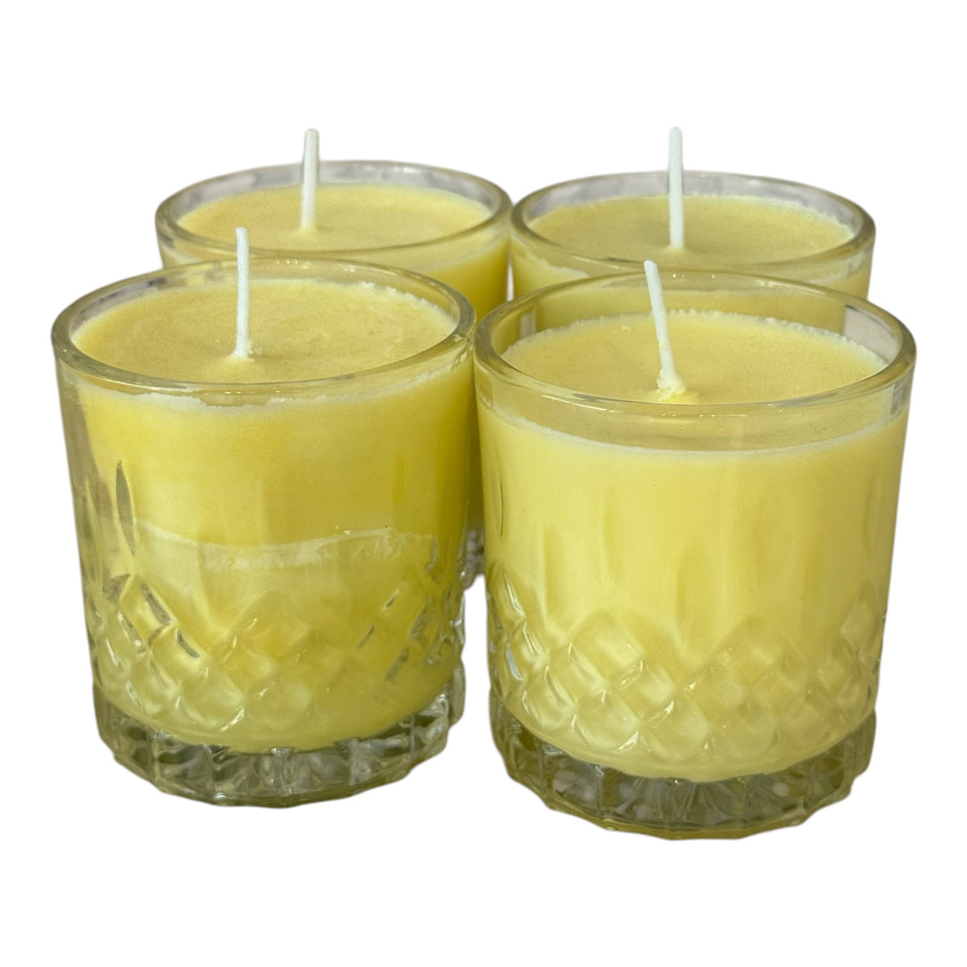 Yellow Crystal Votive Candle Set of 4