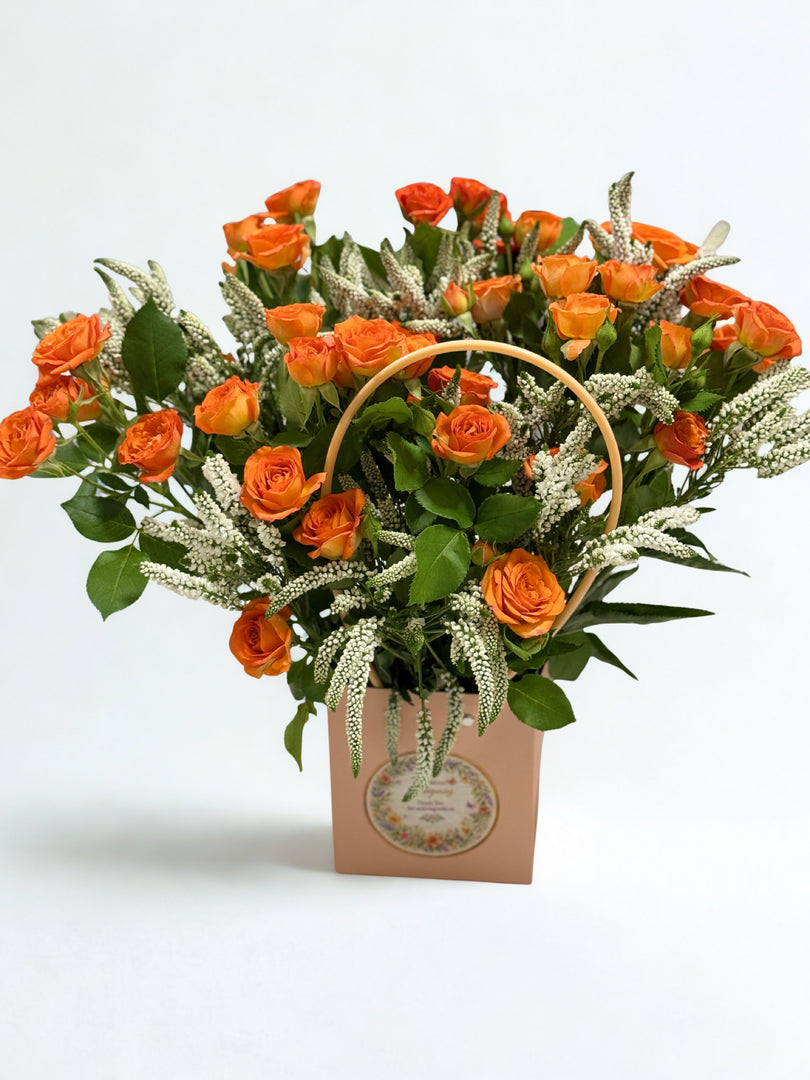 Sun-Kissed Radiance: Orange Spray Rose & White Veronica Bag