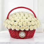 Load image into Gallery viewer, Ivory Majesty Basket of 100 White Roses