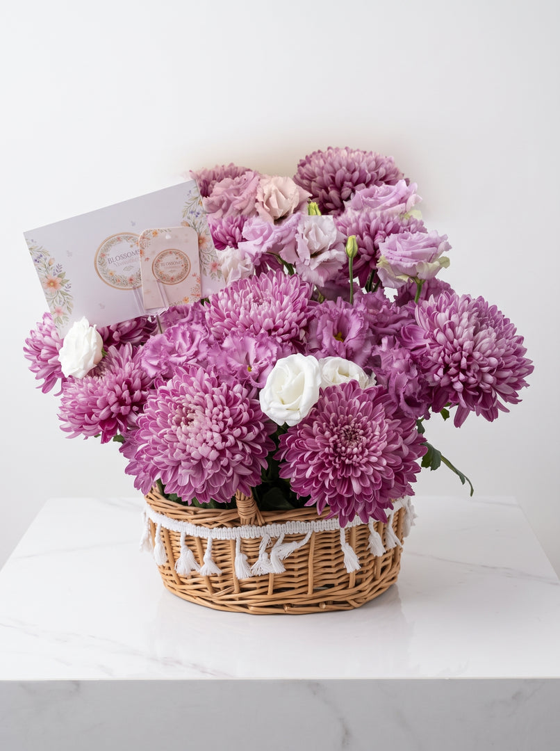 Purple Elegance Flower Basket