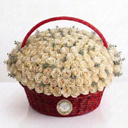 Snowfall Grandeur Basket of 500 White Roses