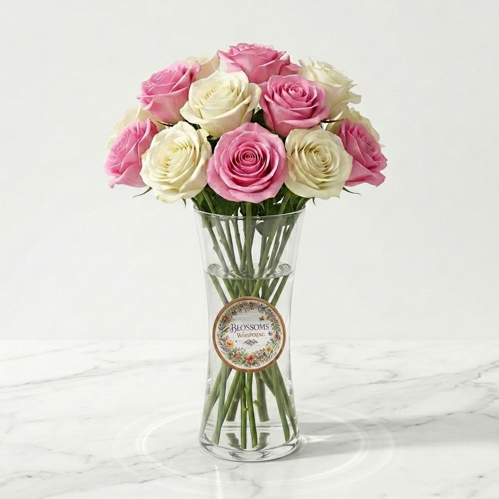 Blush & Ivory Rose Vase