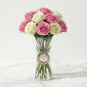 Blush & Ivory Rose Vase