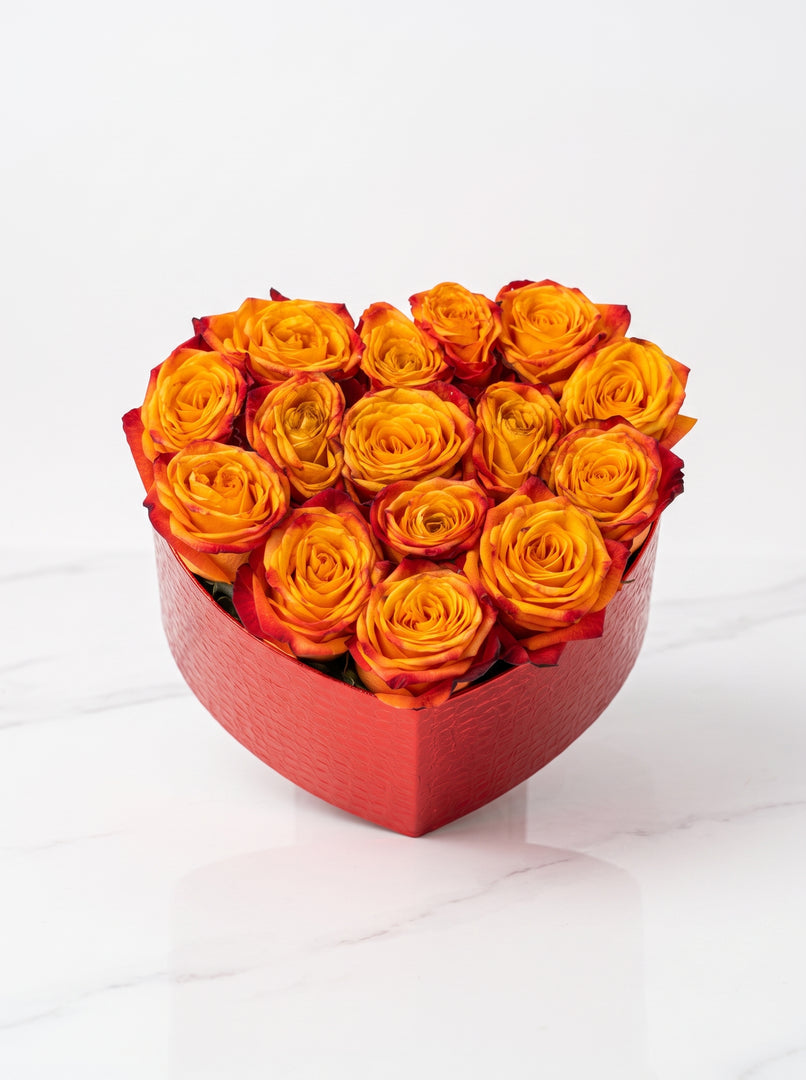 Wildcat Orange Rose Heart Box