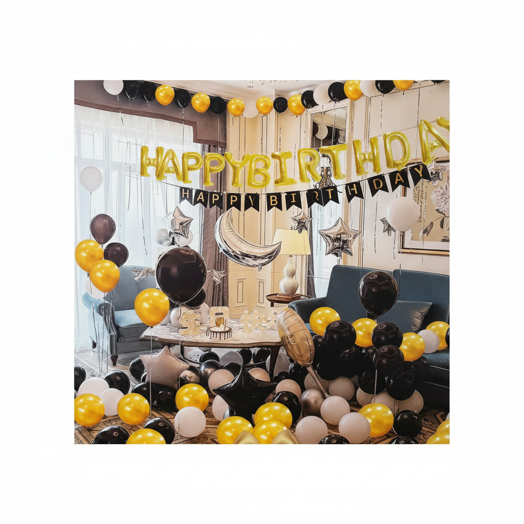 Black Gold Birthday Balloon Kit