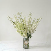 Heavenly Blooms White Delphinium Vase