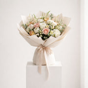White Pink Peach Roses Bouquet