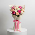 Load image into Gallery viewer, Pink, Peach &amp; White Roses Bouquet
