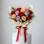 Load image into Gallery viewer, Red Peach Purple Roses Eid Bouquet