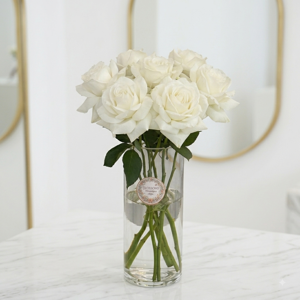 Timeless Beauty White Roses Vase
