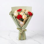 Load image into Gallery viewer, Evergreen Love Red &amp; White Flowers Bouquet