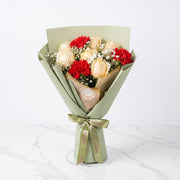 Evergreen Love Red & White Flowers Bouquet