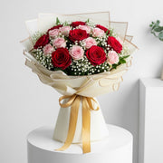 Pink Red Roses Romantic Bouquet