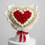 Load image into Gallery viewer, Red White Roses Gypsophila Bouquet