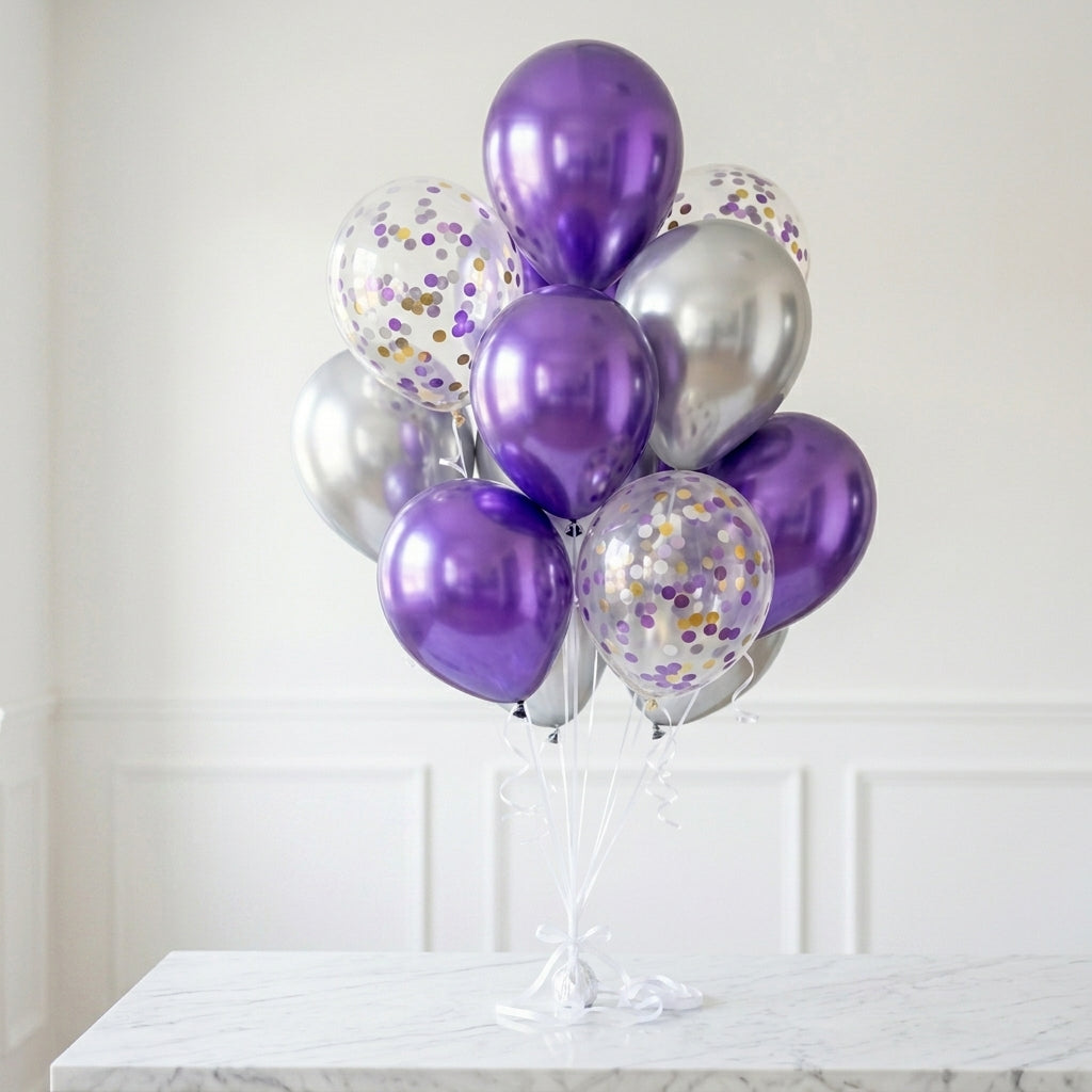 Royal Celebration Purple & Silver Balloon Set