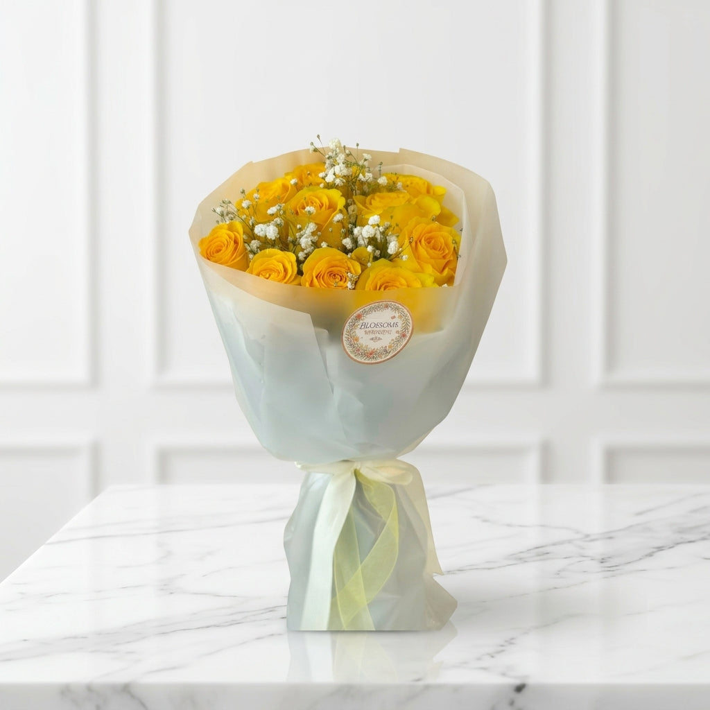 Bright Yellow Rose Bouquet