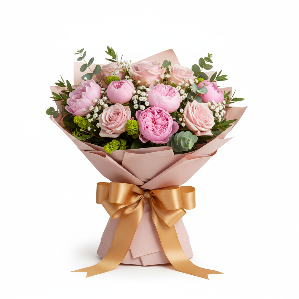 Eid Mubarak Bouquet - Blush Pink & Gold