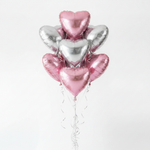 Load image into Gallery viewer, Pink &amp; Silver Heart Foil Balloon Bouquet