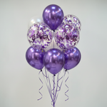 Load image into Gallery viewer, Purple Confetti Chrome Balloon Set