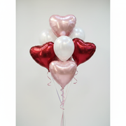 Red Pink White Heart Foil Balloon Bouquet