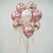Rose Gold Confetti Chrome Balloon Set