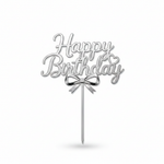 Load image into Gallery viewer, Silver Happy Birthday Cake Topper